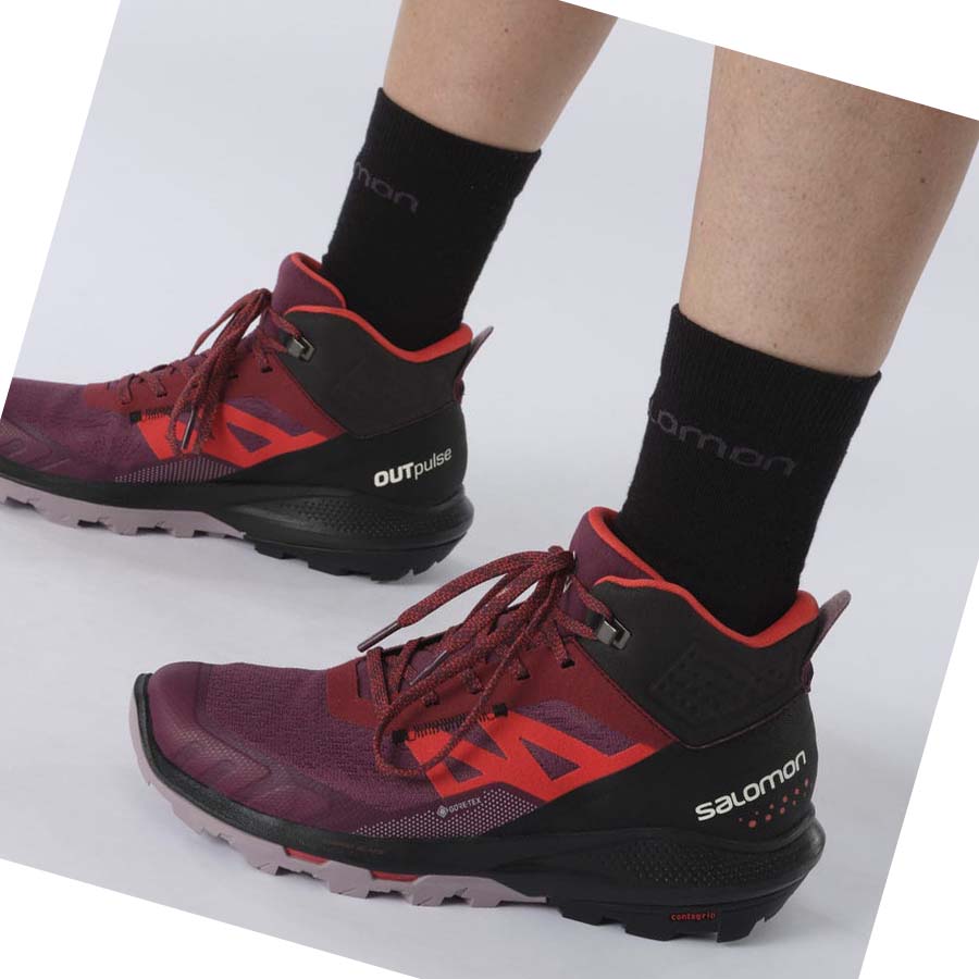 Salomon WoOUTPULSE MID GORE-TEX Túracipő Női Lila | HU 2840SGL